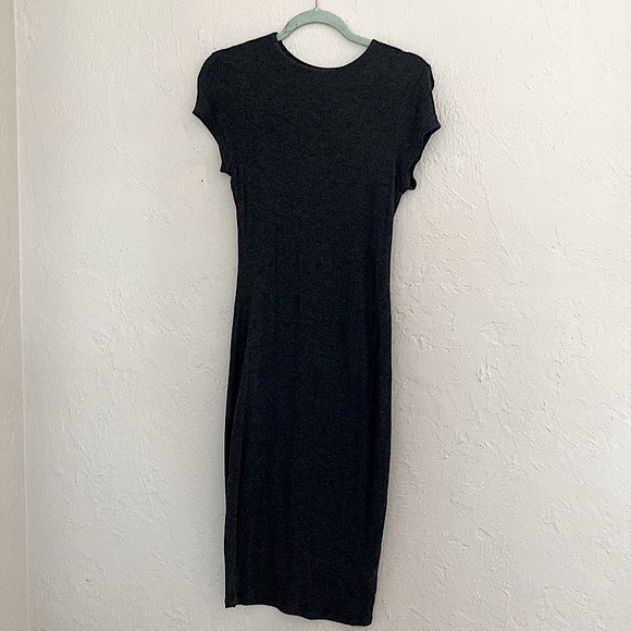 Heathered Dark Grey Midi Dress - Picture 1 of 3